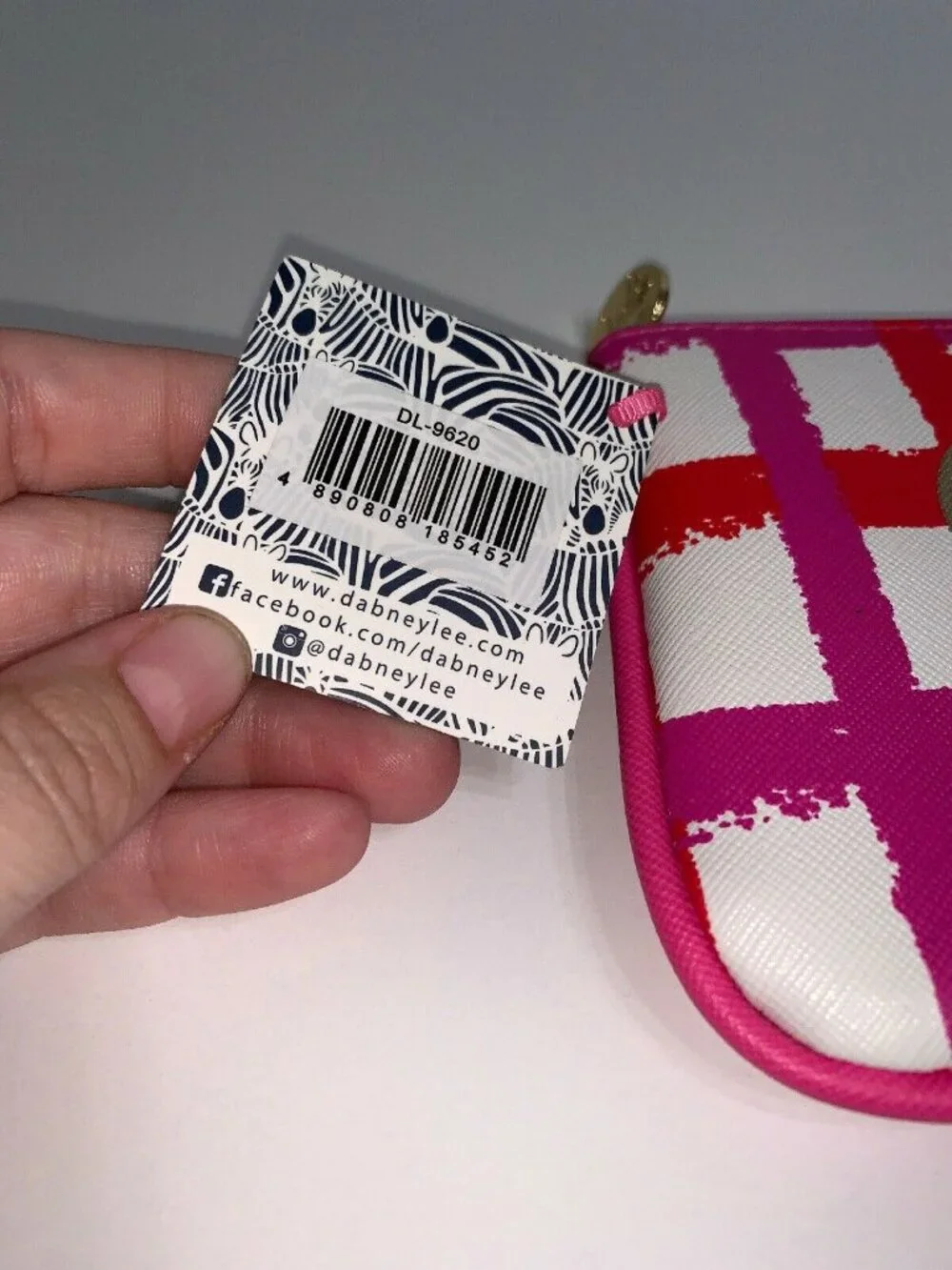NWT Dabney Lee Makeup Bag Pouch Pink Red Plaid Heart